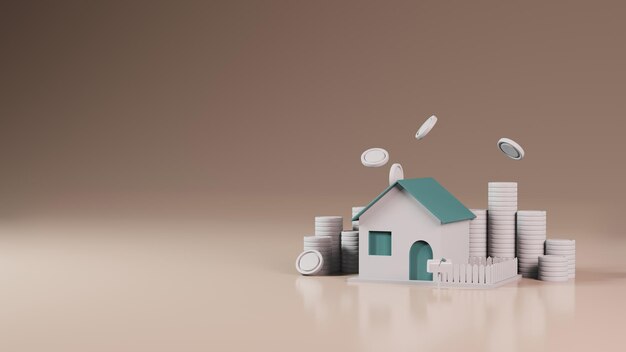concepto 3d para el diseño de préstamos hipotecarios alquiler de una casa compra y venta de bienes raíces