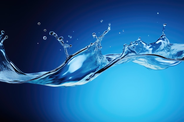 El concepto abstracto de agua se representa a través de salpicaduras de agua azul sobre un fondo blanco.
