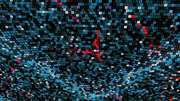 Concepto abstracto colorido de lienzo de datos transformadores y ondulantes de animación de inteligencia artificial
