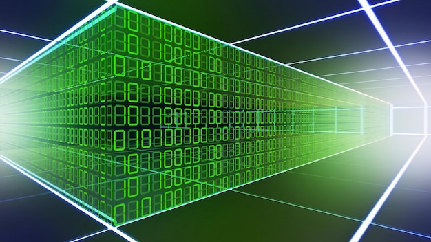 Concepto abstracto procesamiento de datos digitales en el ciberespacio de números de código binarioTransmisión de datos digitales de números binariosbig data3d rendering