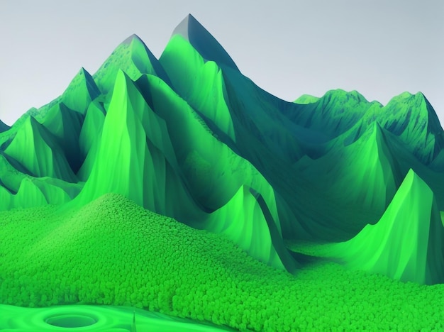 Foto concepto abstracto de visualización de datos de paisaje 3d