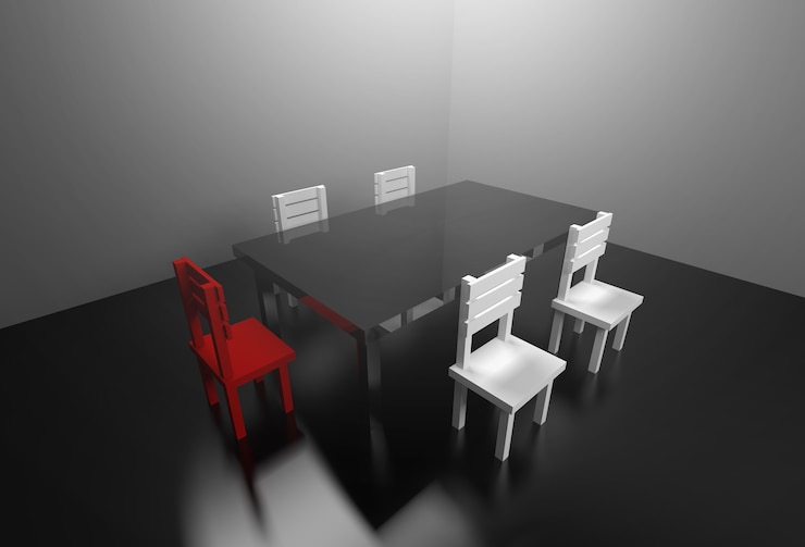 Foto concepto aburrido de la reunión de la sala de reunión de la representación 3d.