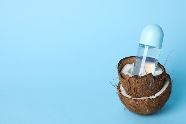 Foto concepto de accesorios para el cuidado del cuerpo y la piel cosmética de coco
