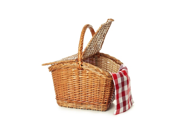 Concepto de accesorios de picnic aislados sobre un fondo blanco
