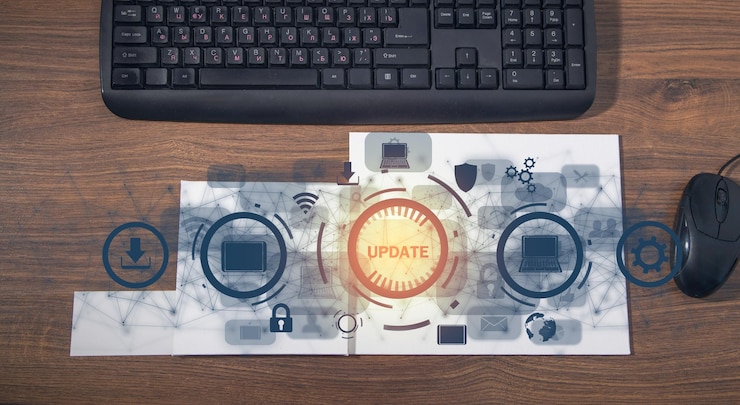 Foto concepto de actualización proceso de instalación de actualización de software