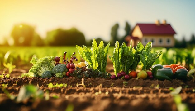 Concepto de agricultura agrícola con objetos mínimos Colores naturales minimalistas