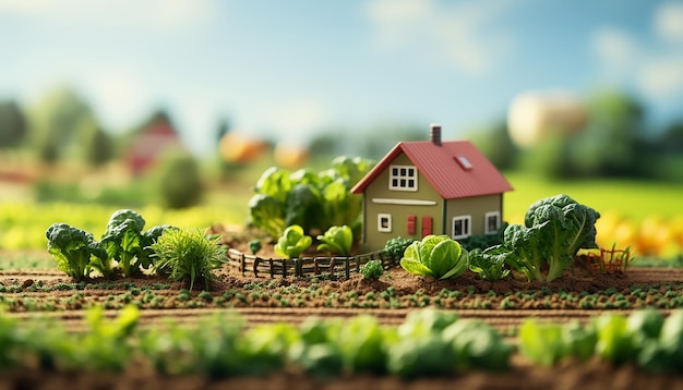 Concepto de agricultura agrícola con objetos mínimos Colores naturales minimalistas