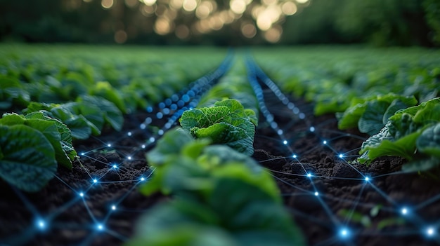 Foto concepto de agricultura inteligente y tecnología moderna