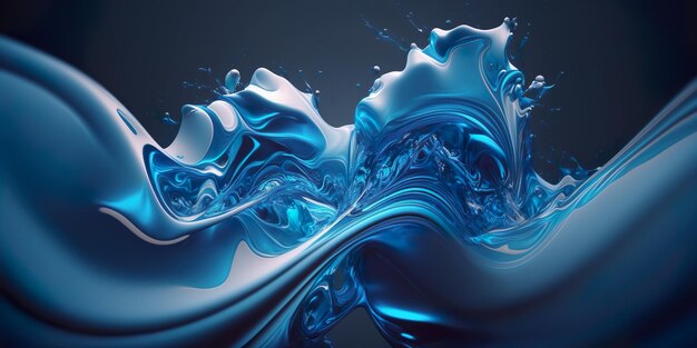 Concepto de agua abstracta de salpicaduras de agua de onda azul