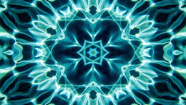Concepto de agua abstracto Patrón simétrico Caleidoscopio decorativo ornamental Movimiento Círculo geométrico y formas de estrella