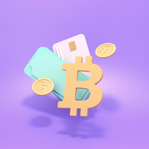 El concepto de ahorrar dinero en criptomonedas. Ilustración de render 3d.