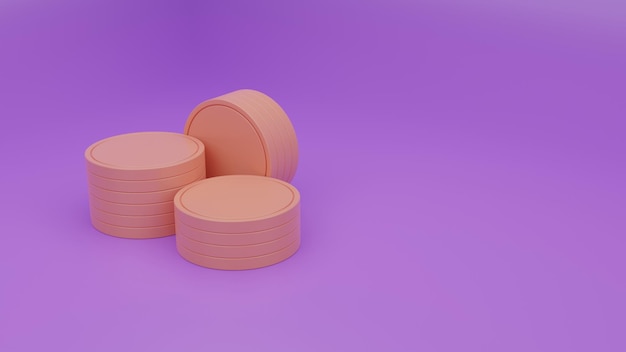 Concepto de ahorro de dinero, concepto de educación de inversión de ahorro de monedas, monedas 3d, ilustración de presentación 3d