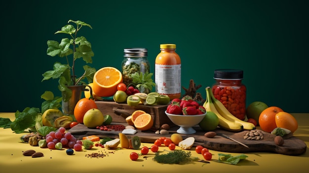 Concepto de alimentos saludables para el fitness