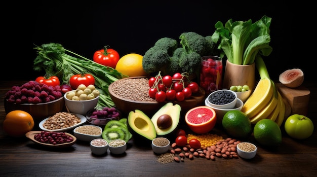 Concepto de alimentos saludables para el fitness