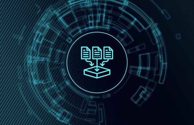 El concepto de almacenamiento de datos en la nube del ciberespacio con tecnología moderna de archivos