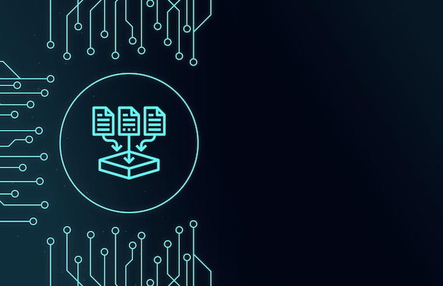 El concepto de almacenamiento de datos en la nube del ciberespacio con tecnología moderna de archivos