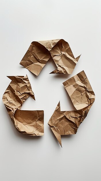 Foto el concepto ambiental de la forma de reciclaje del papel plegado en un pedazo de papel