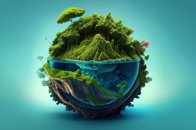 Foto concepto amigable con la ecología de la tierra verde ai generativo