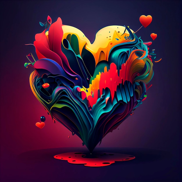 Concepto de amor de ilustración surrealista abstracta de corazón psicodélico colorido