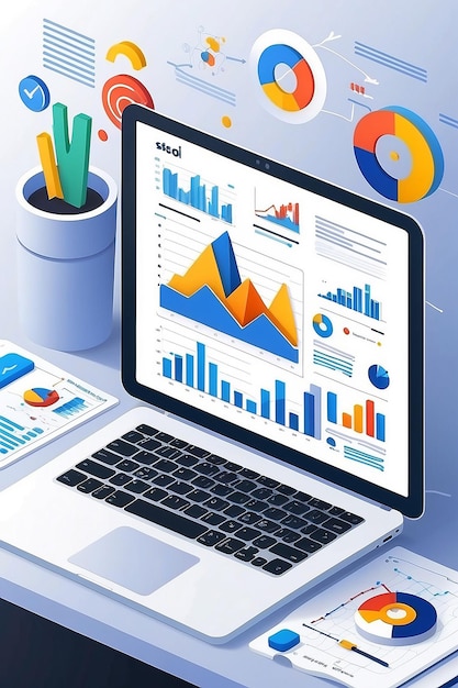 Concepto de análisis de sitios web, informes de SEO, análisis y auditoría de datos de marketing digital