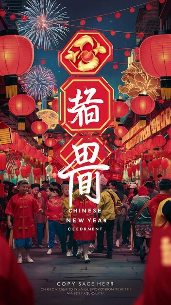 Concepto de año nuevo chino con copyspace