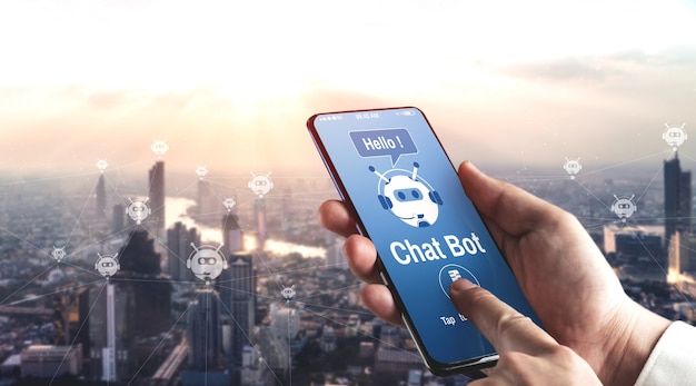 Concepto de aplicación de servicio al cliente digital inteligente AI Chatbot.