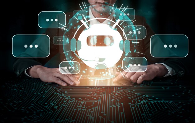 Concepto de aplicación de servicio al cliente digital inteligente AI Chatbot