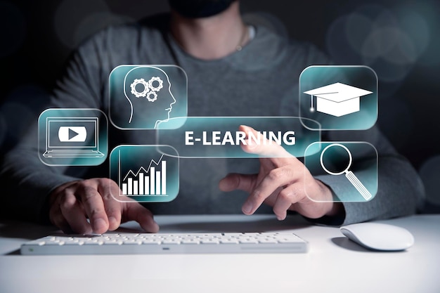 El concepto de aprendizaje y educación en una pantalla virtual