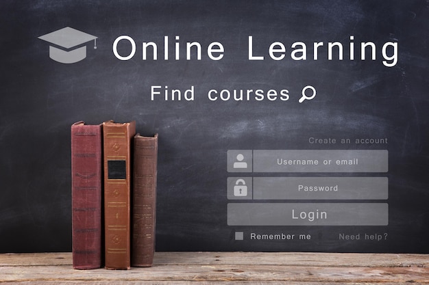 Concepto de aprendizaje electrónico Inicio de sesión de educación en línea o diseño de pantalla de registro