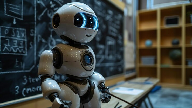 Foto concepto de aprendizaje de robots en la escuela