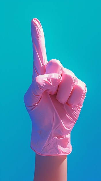 Foto el concepto de aprobación digital con guantes rosados da un aspecto similar al papel de pared móvil vertical