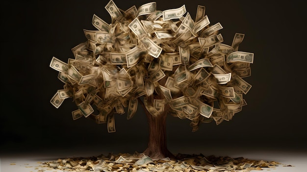 Concepto de árbol de dinero riqueza rica IA generativa