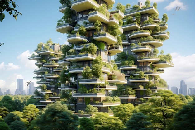 Concepto de arquitectura urbana verde IA generativa
