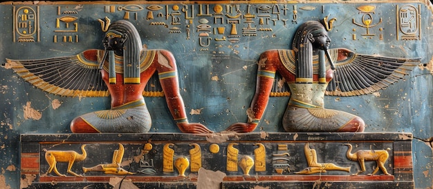El concepto de arte del antiguo Egipto Pared con colores vívidos y papel tapiz mágico
