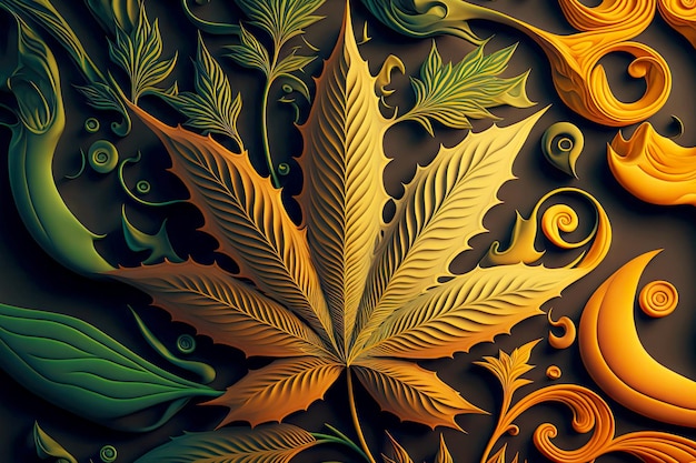 Concepto de arte de cannabis hermoso patrón