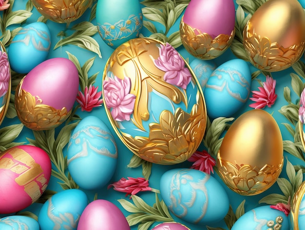 Concepto de arte de decoración de huevos de Pascua