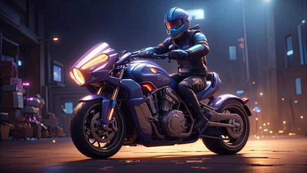 Foto el concepto de arte digital épico de la motocicleta futurista de dan mumford