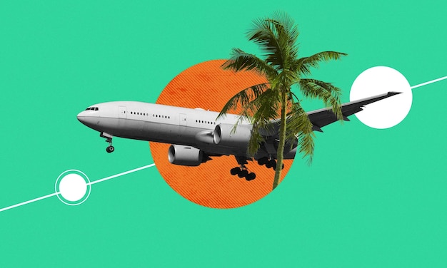 El concepto de arte pop del collage temático de viajes de vacaciones
