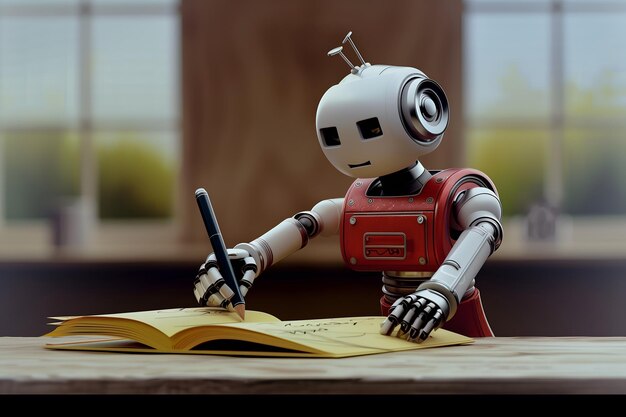 El concepto de asistente de escritura de IA La escritura del robot