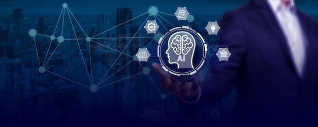 Concepto de autenticación por reconocimiento facial Sistema de seguridad biométrica