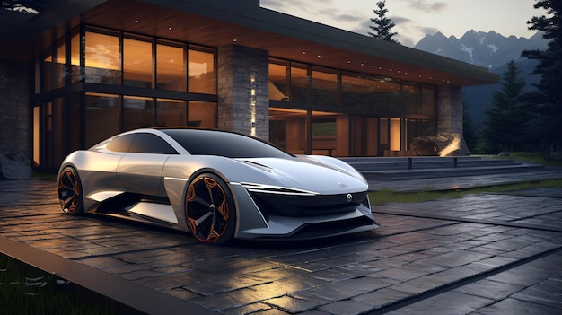 Foto concepto de automóvil deportivo eléctrico moderno fuera de lujo