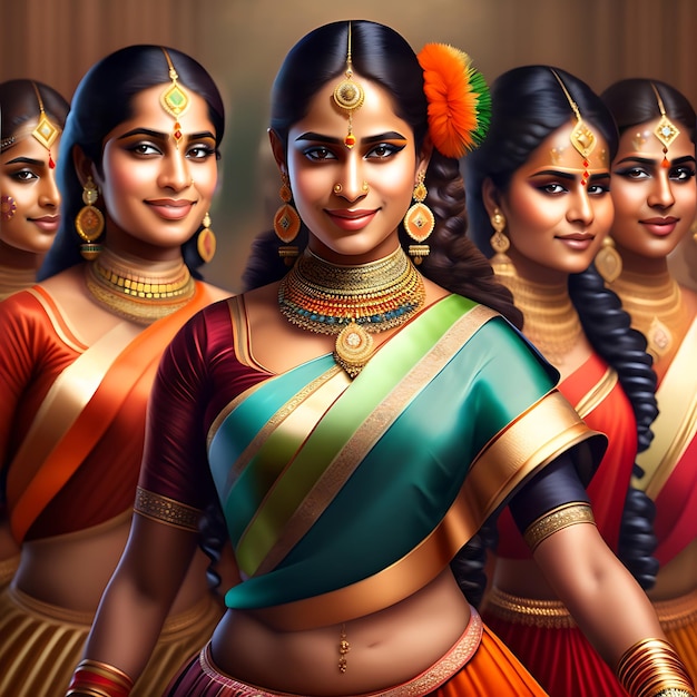 Concepto de baile de mujeres indias para el día de la república