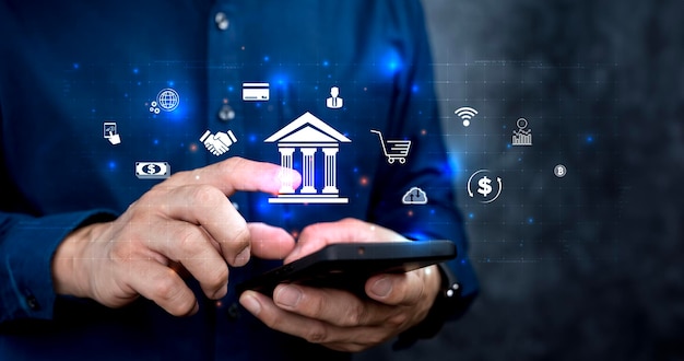 Concepto de banca en línea compras en línea