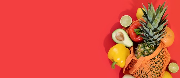 Foto concepto de banner de supermercado con ingredientes