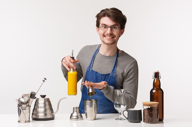 Concepto de barista, trabajador de café y barman.