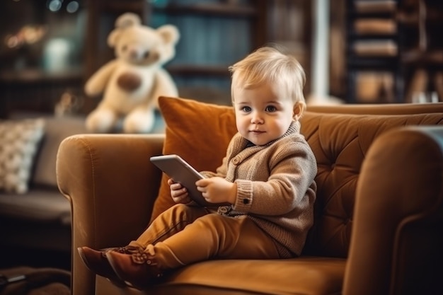 El concepto de bebé creciendo con tecnología Gen Alpha IA generativa