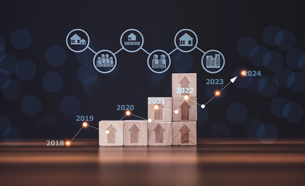 Concepto de beneficio de crecimiento empresarial Gráfico digital Beneficio de crecimiento empresarial para la inversión de planificación empresarial en el mercado de valores