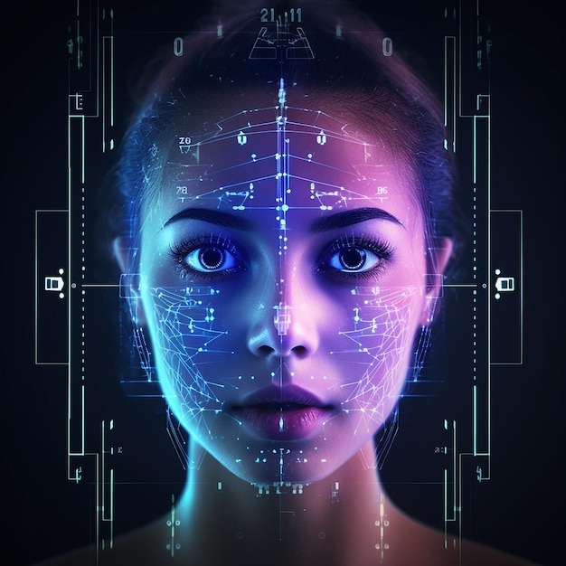 Concepto biométrico Sistema de reconocimiento facial