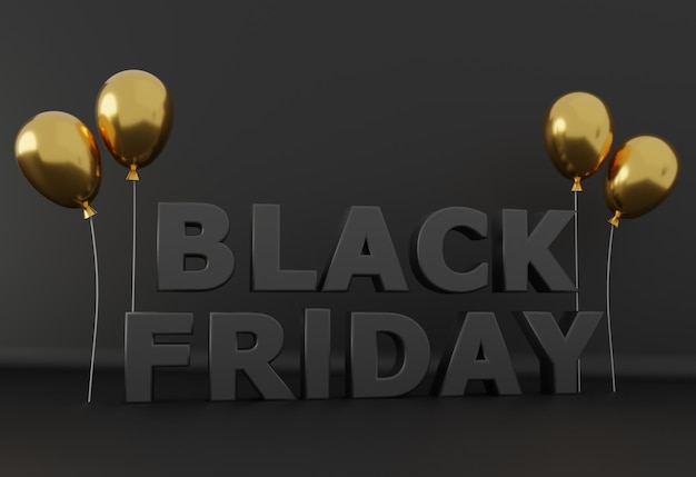 Foto concepto de black friday 3d con globos