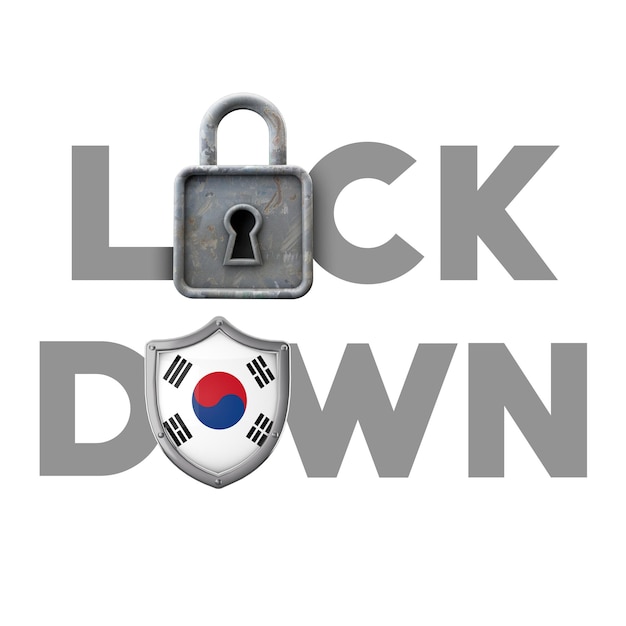 Concepto de bloqueo del país de corea del sur durante la crisis global d render